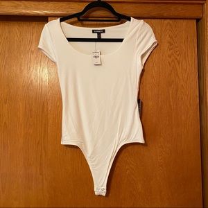 Express Square Neck Short Sleeve Bodysuit White S